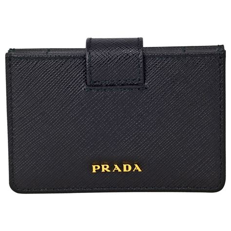 PRADA Saffiano Metal Accordion Card Case Black